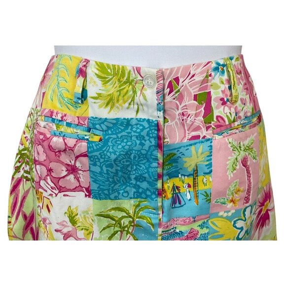 J. Mclaughlin Colorful Tropical Patchwork Preppy Cotton Mini Skirt Size 6 - Picture 2 of 6